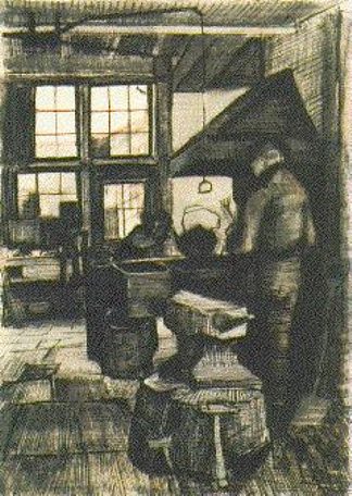 Blacksmith Shop Blacksmith Shop (1882)，文森特·梵高