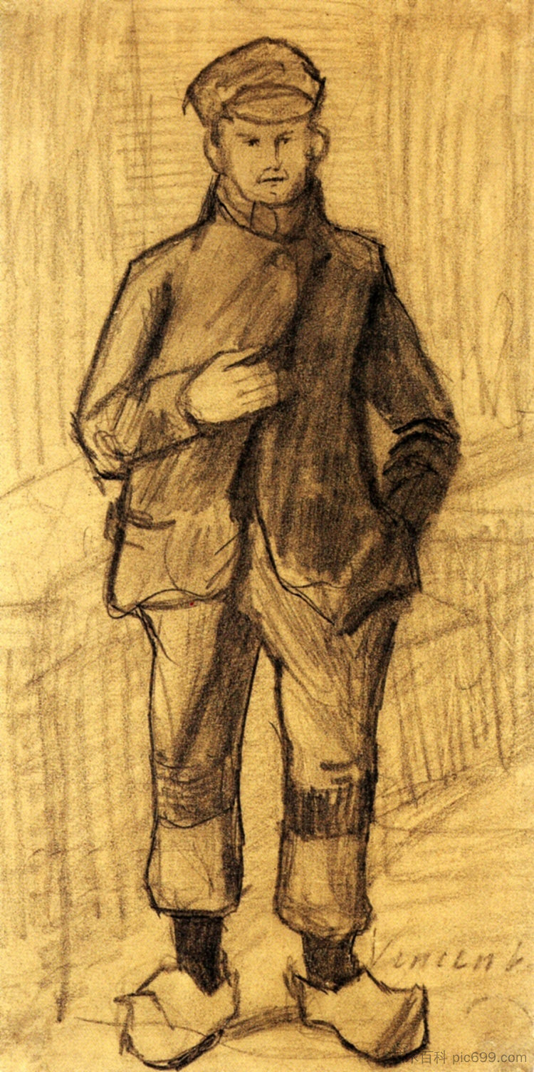 戴帽子和木屐的男孩 Boy with Cap and Clogs (1882)，文森特·梵高