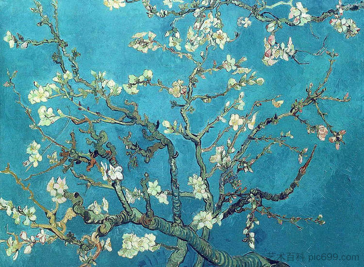 杏仁花的树枝 Branches with Almond Blossom (1890; Auvers-sur-oise,France  )，文森特·梵高