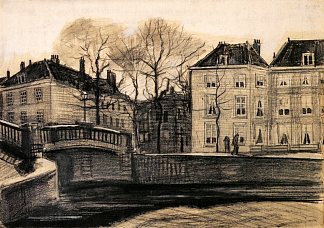 herengracht – princsessegracht拐角处的桥和房子 Bridge and Houses on the Corner of Herengracht-Prinsessegracht (1882; Haag / Den Haag / La Haye / The Hague,Netherlands                     )，文森特·梵高