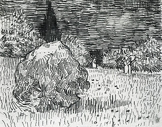 布什在阿尔勒公园 Bush in the Park at Arles (1888; Arles,Bouches-du-Rhône,France                     )，文森特·梵高