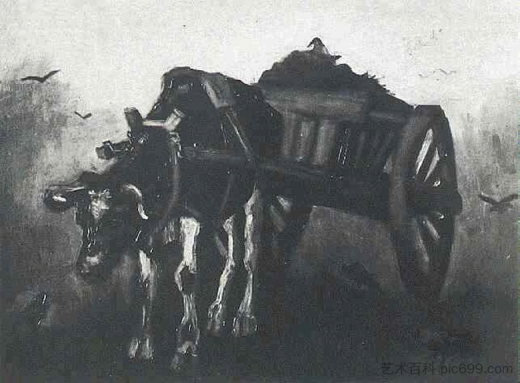 黑牛车 Cart with Black Ox (1884; Nunen / Nuenen,Netherlands  )，文森特·梵高