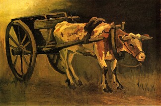 红白牛车 Cart with Red and White Ox (1884; Nunen / Nuenen,Netherlands                     )，文森特·梵高