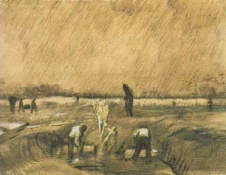 Churchyard in the Rain Churchyard in the Rain (1883; Nunen / Nuenen,Netherlands  )，文森特·梵高