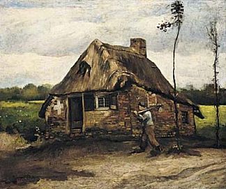 农夫回家的小屋 Cottage with Peasant Coming Home (1885; Nunen / Nuenen,Netherlands                     )，文森特·梵高