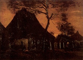 有树的小屋 Cottage with Trees (1885; Nunen / Nuenen,Netherlands                     )，文森特·梵高