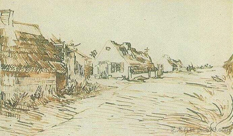 圣玛丽斯的乡村别墅 Cottages in Saintes-Maries (1888; Saintes-maries-de-la-mer,France  )，文森特·梵高