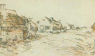 圣玛丽斯的乡村别墅 Cottages in Saintes-Maries (1888; Saintes-maries-de-la-mer,France                     )，文森特·梵高