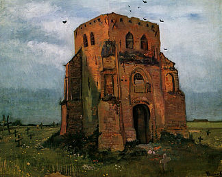 乡村教堂墓地和老教堂塔 Country Churchyard and Old Church Tower (1885; Nunen / Nuenen,Netherlands                     )，文森特·梵高