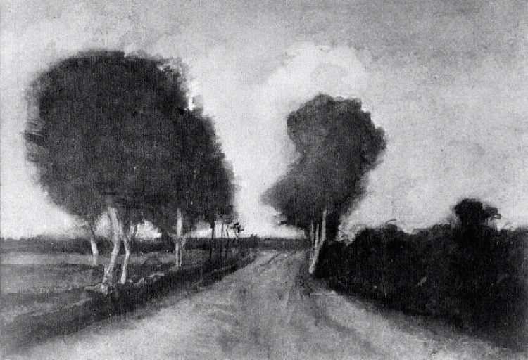 绿树成荫的乡间小路 Country Lane with Trees (1882; Haag / Den Haag / La Haye / The Hague,Netherlands  )，文森特·梵高