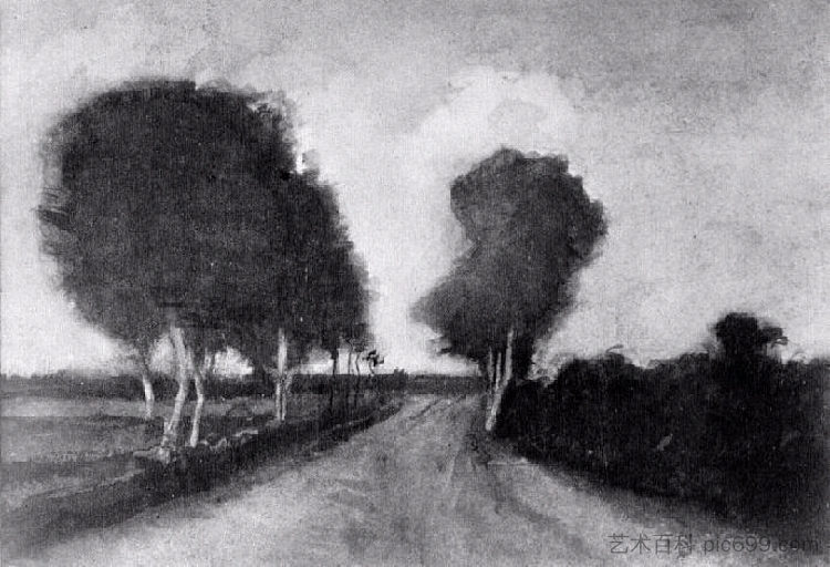 绿树成荫的乡间小路 Country Lane with Trees (1882; Haag / Den Haag / La Haye / The Hague,Netherlands  )，文森特·梵高