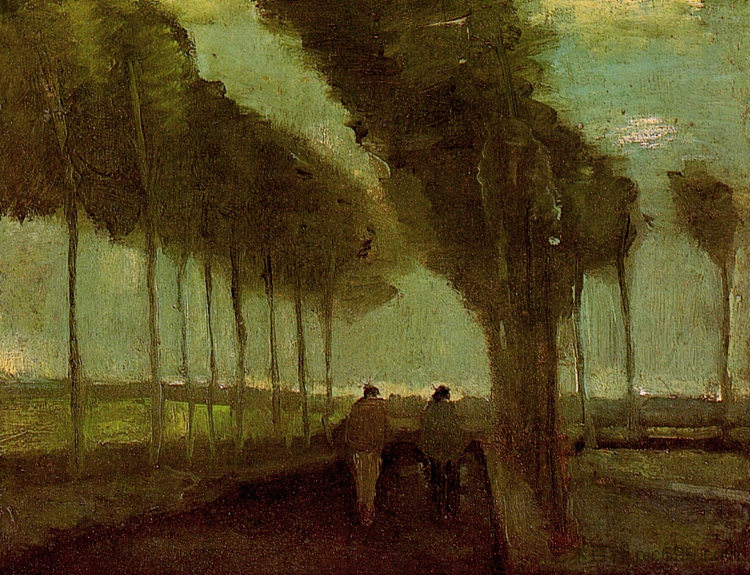 两个人物的乡村小路 Country Lane with Two Figures (1885; Nunen / Nuenen,Netherlands  )，文森特·梵高