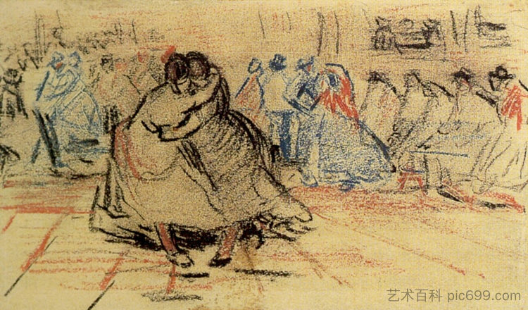 情侣跳舞 Couple Dancing (1885; Nunen / Nuenen,Netherlands  )，文森特·梵高