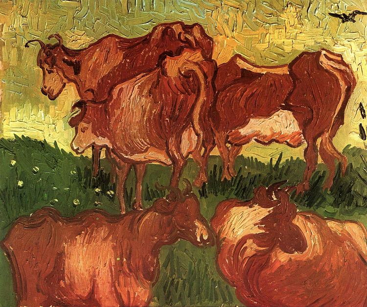 牛 Cows (1890; France  )，文森特·梵高