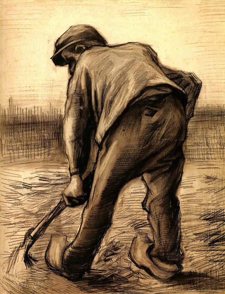 土豆地里的挖掘者:二月 Digger in a Potato Field: February (1885; Nunen / Nuenen,Netherlands  )，文森特·梵高