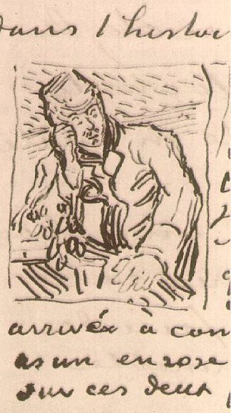 加歇医生坐在桌子旁，手里拿着书，杯子里放着毛地黄枝 Doctor Gachet Sitting at a Table with Books and a Glass with Sprigs of Foxglove (1890; Auvers-sur-oise,France                     )，文森特·梵高
