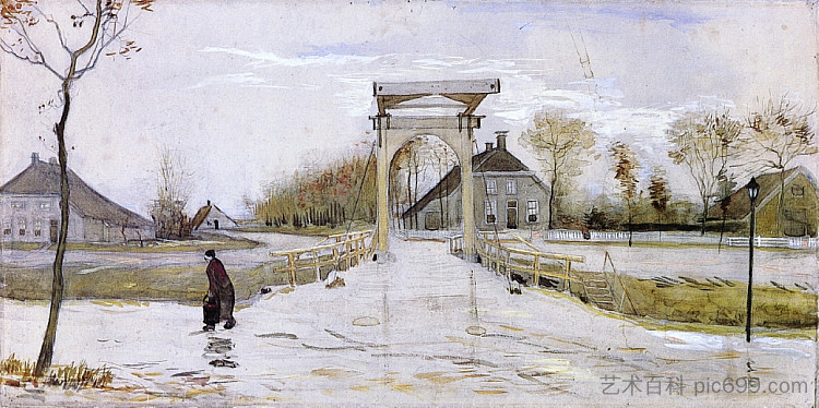 新阿姆斯特丹的吊桥 Drawbridge in Nieuw-Amsterdam (1883; Nieuw-amsterdam,Netherlands  )，文森特·梵高