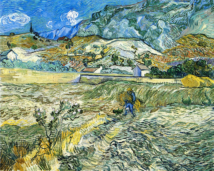 封闭的田野与农民 Enclosed Field with Peasant (1889; Saint-rémy-de-provence,France  )，文森特·梵高