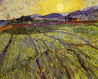 冉冉升起的太阳的封闭田野 Enclosed field with rising sun (1889; Saint-rémy-de-provence,France                     )，文森特·梵高