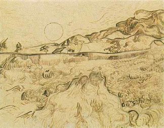 封闭式麦田与收割者 Enclosed Wheat Field with Reaper (1889; Saint-rémy-de-provence,France                     )，文森特·梵高