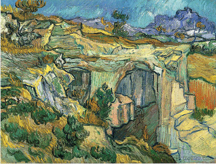 进入圣雷米附近的采石场 Entrance to a Quarry near Saint Remy (1889; Saint-rémy-de-provence,France  )，文森特·梵高