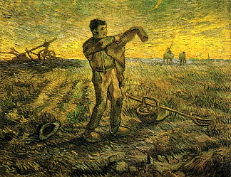 晚上 – 一天的尽头（小米之后） Evening – The End of the Day (after Millet) (1889; Saint-rémy-de-provence,France                     )，文森特·梵高