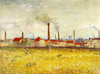 阿涅尔的工厂，从克利希码头看到 Factories at Asnieres, Seen from the Quai de Clichy (1887; Paris,France                     )，文森特·梵高