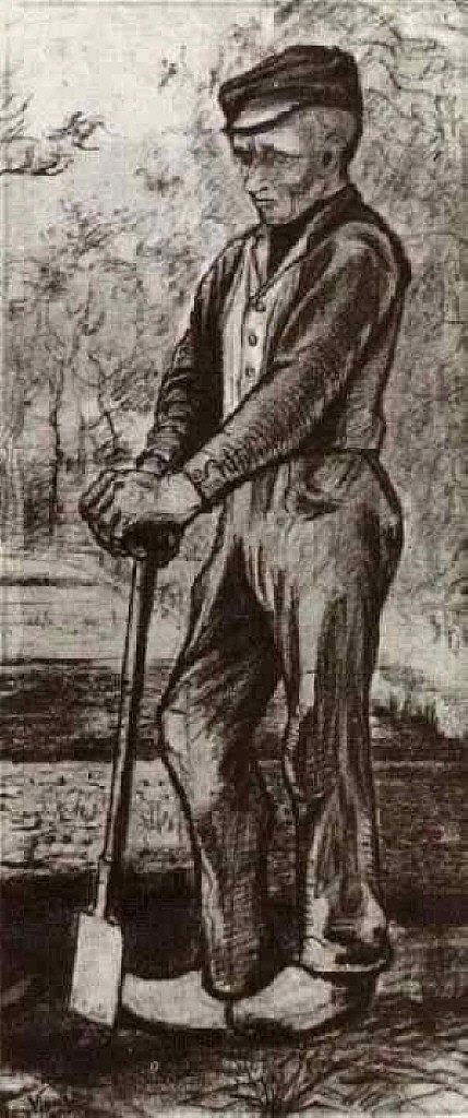 农夫倚着他的铁锹 Farmer Leaning on his Spade (1881; Netherlands  )，文森特·梵高