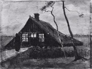 农家乐之夜 Farmhouse at Night (1883; Netherlands                     )，文森特·梵高