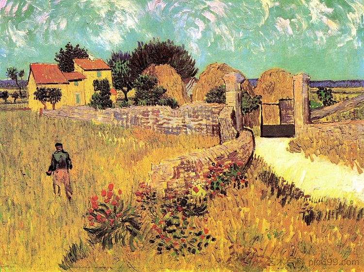 普罗旺斯的农舍 Farmhouse in Provence (1888; Arles,Bouches-du-Rhône,France  )，文森特·梵高