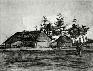 Farmhouse with Barn and Trees Farmhouse with Barn and Trees (1883; Netherlands                     )，文森特·梵高