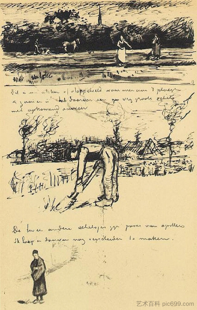雷雨中的田野 Field in a Thunderstorm (1881; Netherlands  )，文森特·梵高