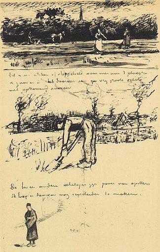 雷雨中的田野 Field in a Thunderstorm (1881; Netherlands                     )，文森特·梵高