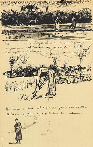 雷雨中的田野 Field in a Thunderstorm (1881; Netherlands                     )，文森特·梵高