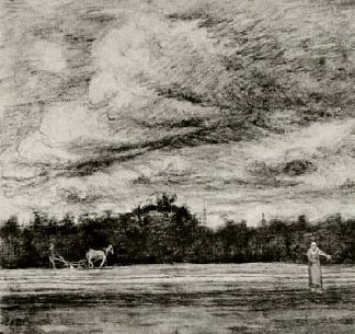 雷雨场 Field with Thunderstorm (1881; Netherlands                     )，文森特·梵高