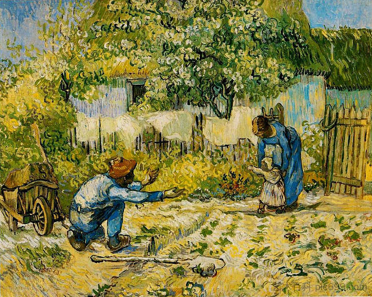 第一步（小米之后） First Steps (after Millet) (1890; Saint-rémy-de-provence,France  )，文森特·梵高