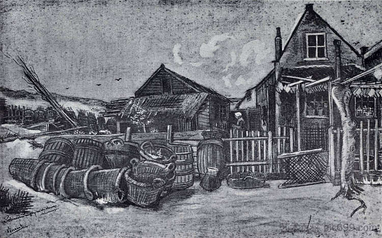 斯海弗宁根的烘干鱼棚 Fish-Drying Barn in Scheveningen (1882; Haag / Den Haag / La Haye / The Hague,Netherlands  )，文森特·梵高