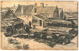 从高处看烘干鱼的谷仓 Fish-Drying Barn, Seen From a Height (1882; Haag / Den Haag / La Haye / The Hague,Netherlands                     )，文森特·梵高