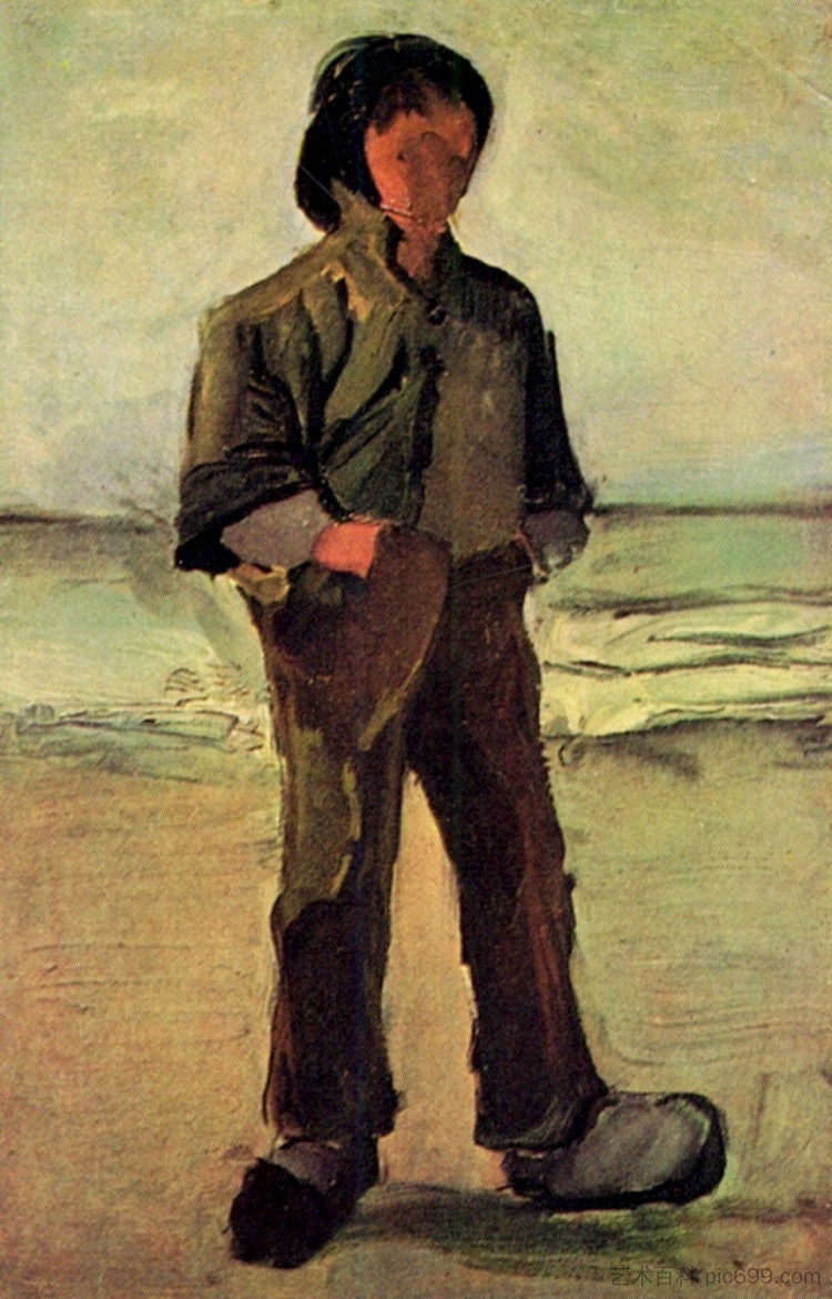 海滩上的渔夫 Fisherman on the Beach (1882; Haag / Den Haag / La Haye / The Hague,Netherlands  )，文森特·梵高