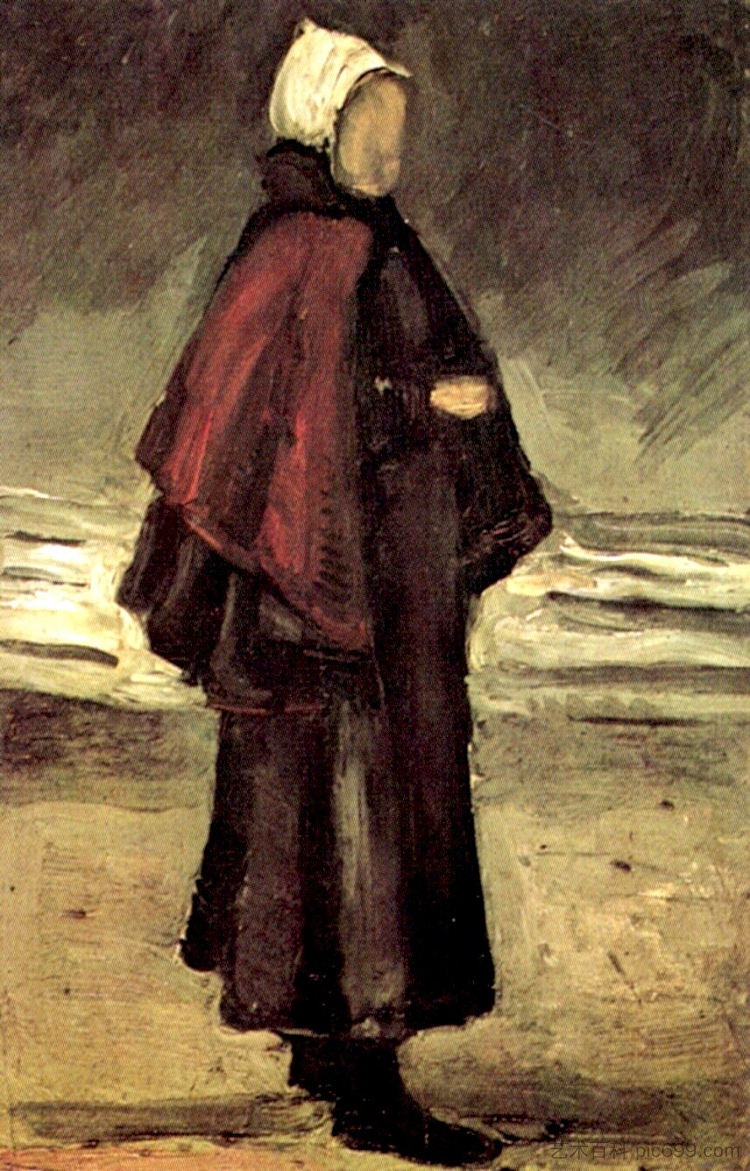 《海滩上的渔夫妻子 Fisherman's Wife on the Beach (1882; Haag / Den Haag / La Haye / The Hague,Netherlands  )，文森特·梵高