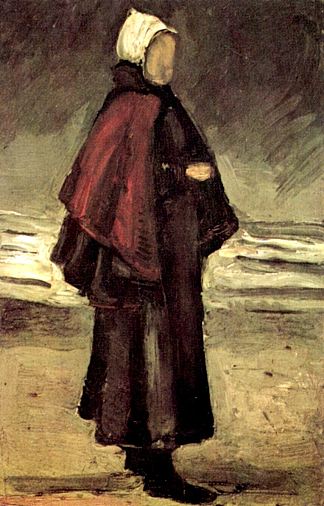 《海滩上的渔夫妻子 Fisherman’s Wife on the Beach (1882; Haag / Den Haag / La Haye / The Hague,Netherlands                     )，文森特·梵高