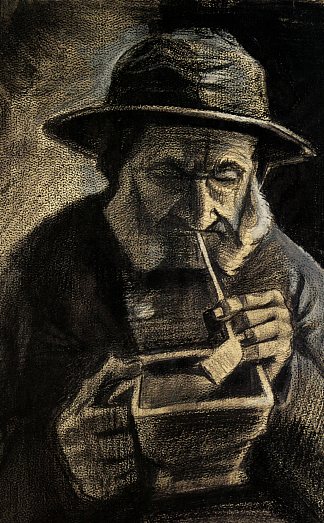 渔夫与西南，烟斗和煤锅 Fisherman with Sou’wester, Pipe and Coal-pan (1883; Haag / Den Haag / La Haye / The Hague,Netherlands                     )，文森特·梵高