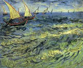 海上渔船 Fishing Boats at Sea (1888; Arles,Bouches-du-Rhône,France                     )，文森特·梵高