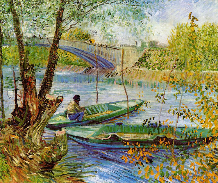 春天钓鱼 Fishing in the Spring (1887; Paris,France  )，文森特·梵高