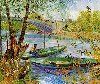 春天钓鱼 Fishing in the Spring (1887; Paris,France                     )，文森特·梵高