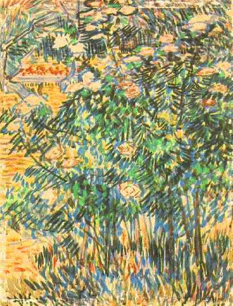 开花灌木 Flowering Shrubs (1889; Saint-rémy-de-provence,France  )，文森特·梵高