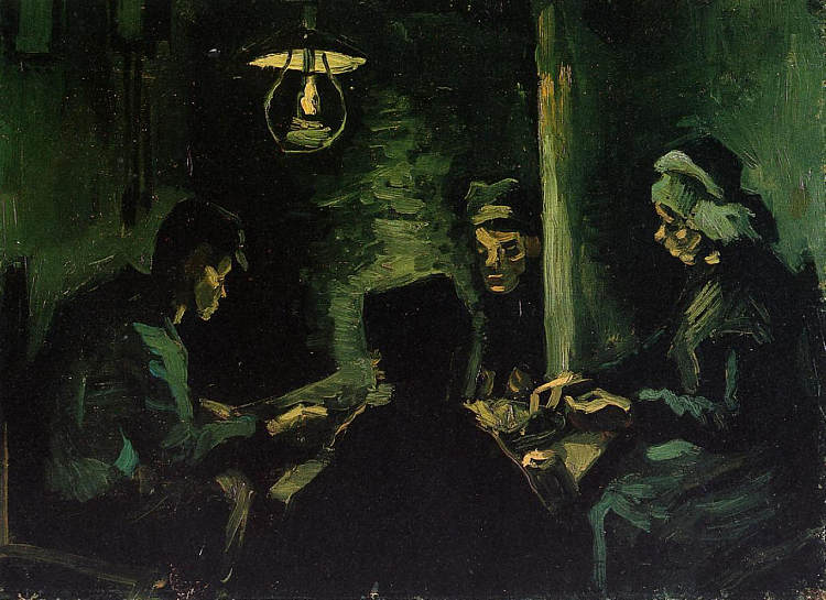四个农民一顿饭(为“吃土豆的人”做的研究) Four Peasants at a Meal (Study for 'The Potato Eaters') (1885; Nunen / Nuenen,Netherlands  )，文森特·梵高