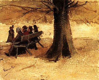 长椅上的四个人 Four People on a Bench (1882; Haag / Den Haag / La Haye / The Hague,Netherlands                     )，文森特·梵高