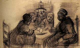 四个人共享一顿饭 Four People Sharing a Meal (1885; Nunen / Nuenen,Netherlands                     )，文森特·梵高