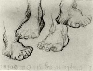 一只脚的四幅素描 Four Sketches of a Foot (1886; Antwerp,Belgium                     )，文森特·梵高